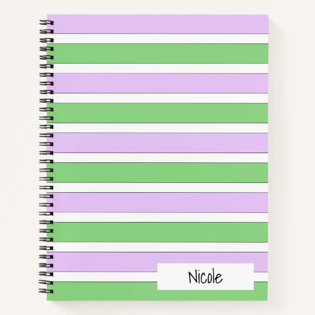 Notebook mit weißem, gelben und grünen Streifen Notizbuch (Vorderseite)