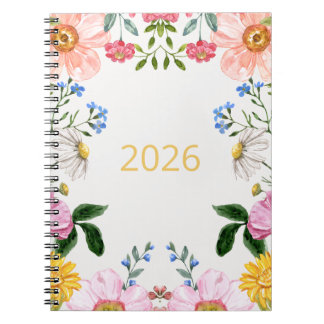Notebook mit Whimsical-Wildblumen 2026 Notizblock