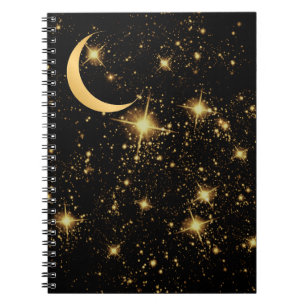 Notebook-Mond und Stars mit starkem Cjüngsten Notizblock