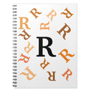 Notebook - Orangefarbene Buchstaben Notizblock