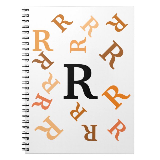 Notebook - Orangefarbene Buchstaben Notizblock (Vorderseite)