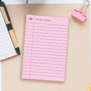 Notebook Pink Name und Anfangsbuchstaben hinzufüge Post-it Klebezettel