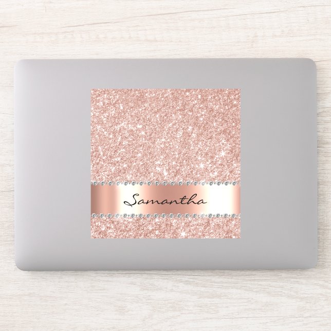 Notebook-Sticker Rose Gold Monogram Diamond Aufkleber (Computer)