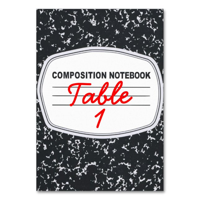 Notebook-Tischkarte mit individueller Zusammensetz Tischnummer (Vorderseite)