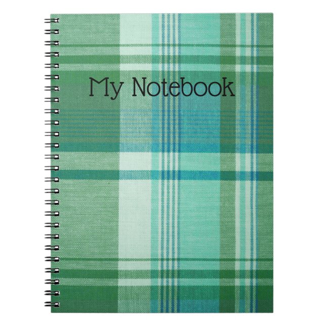 Notebook - Türkis-Tartan-Notebook individuell gest Notizblock (Vorderseite)