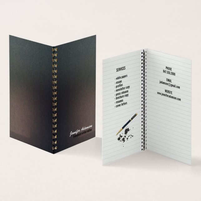 Notebook-Visitenkarte Visitenkarten (Innenseite und Außenseite)