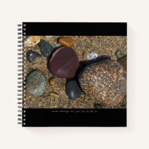 Notebook w. Steinbild + inspirierender Text Notizbuch