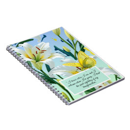 Notebook White Lily Yellow Butterfly Inspiration Notizblock