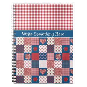 Notebook zu Personalisieren: Herz, Rose, Gingham Notizblock