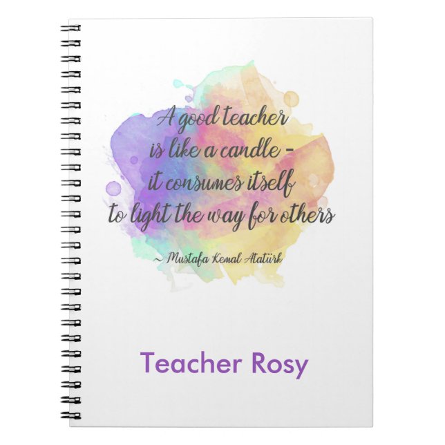 Notebooks für personalisierte Lehrer (Candle Quote Notizblock (Vorderseite)
