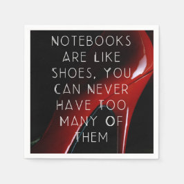 Notebooks mit roten Heelsen sind wie Schuhpapiere Serviette