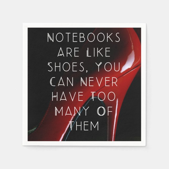 Notebooks mit roten Heelsen sind wie Schuhpapiere Serviette (Vorderseite)