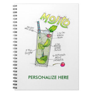 NOTEBOOKS - MOJITO RECIPE COCKTAIL ART NOTIZBLOCK