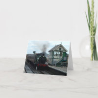 Notecard: Dampf-Zug und Signal-Kasten