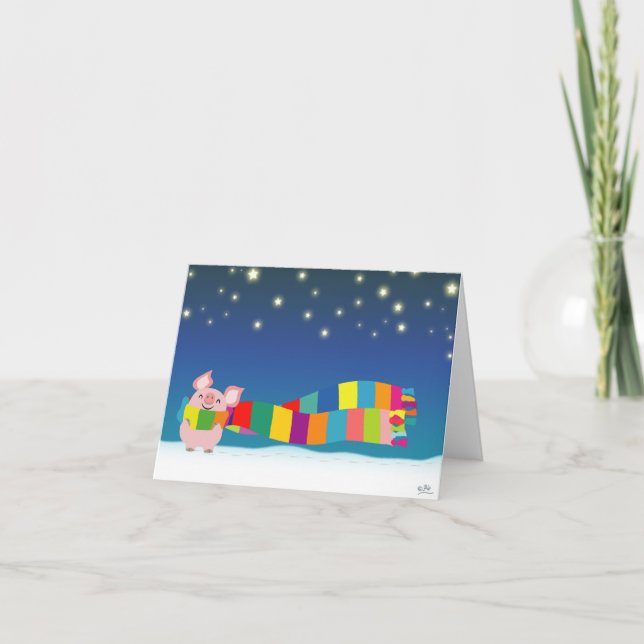 Notecard das Weihnachten des kleinen Schweins (Vorderseite)