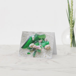Notecard - Grünmeerglas und Muscheln Karte