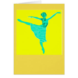 Notecard Happy New Year Ballet Tänzerin Silhouette