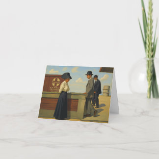 Notecard mit Vintage-Bild eines Bahnhofs Dankeskarte