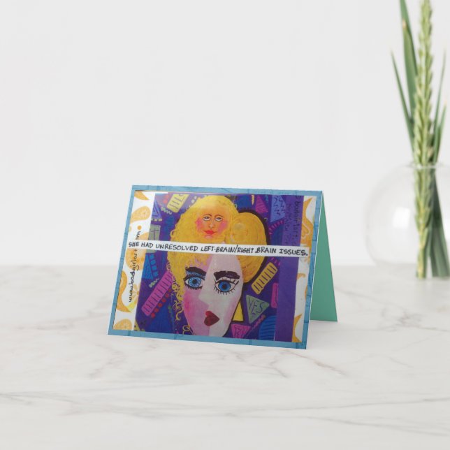 NOTECARD-SHED HATTE EIN LINKS GEHIRN/RECHTES GEHIR KARTE (Vorderseite)