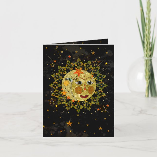Notecard, SUN, MOON, STARS, Abstrakt, Leere Karte (Vorderseite)