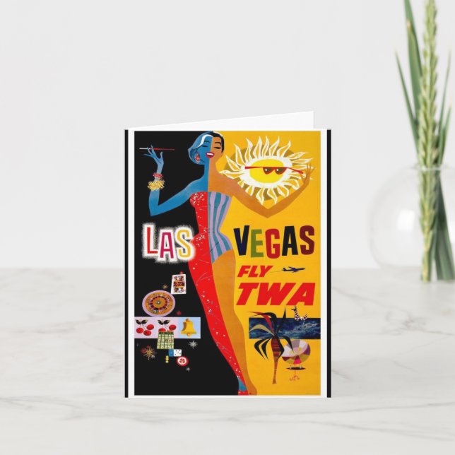 Notecard-Vintage Reise-Las Vegas Karte (Vorderseite)