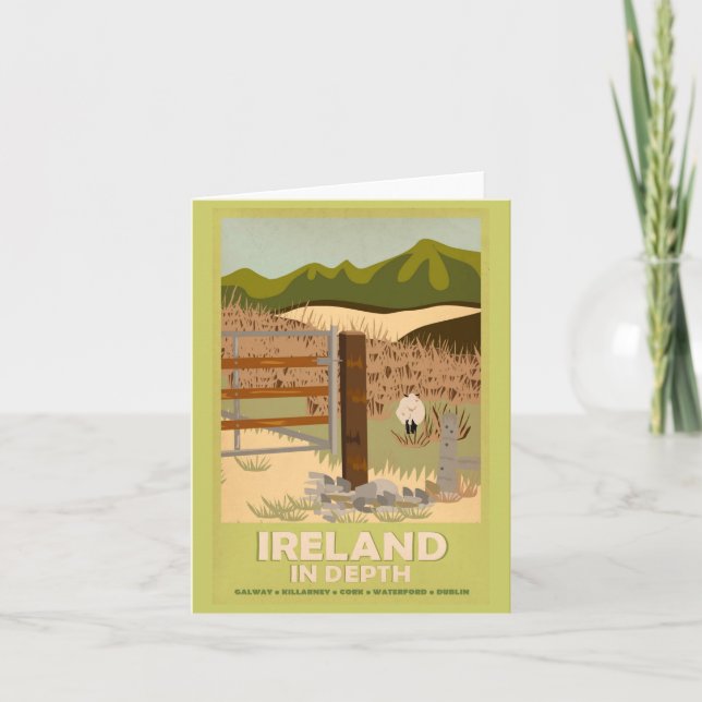Notecard-Vintage Travel-Irland Karte (Vorderseite)