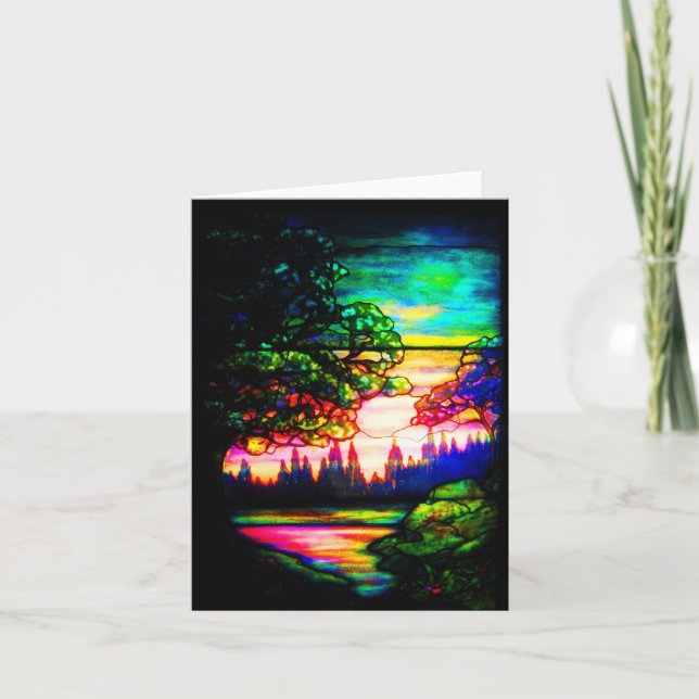 Notecard-Vintages Buntglas Art-6 Karte (Vorderseite)