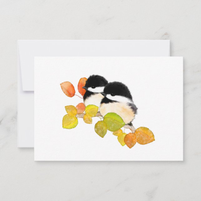 Notecards für Minimalistische Chickadee Bird Blank Dankeskarte (Vorderseite)