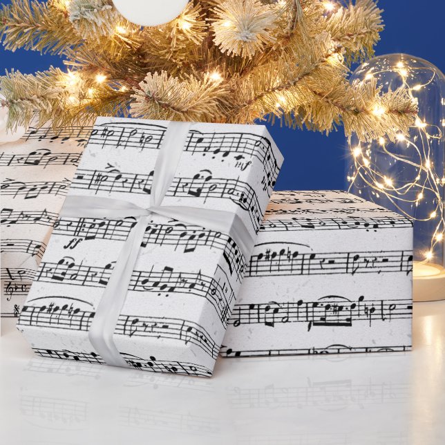 Noten auf geklapfeltem Papier Geschenkpapier (Feiertage)