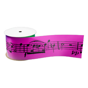 Noten auf Regenbogen Satinband