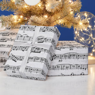 Noten auf weißem Holz Geschenkpapier