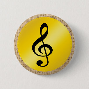Noten für Symbol Clefs in Burlap Gold Black Button
