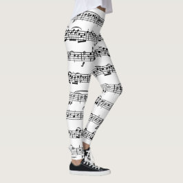 Noten in Weiß Leggings