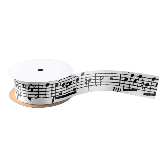 Noten in Weiß Satinband (Spule)