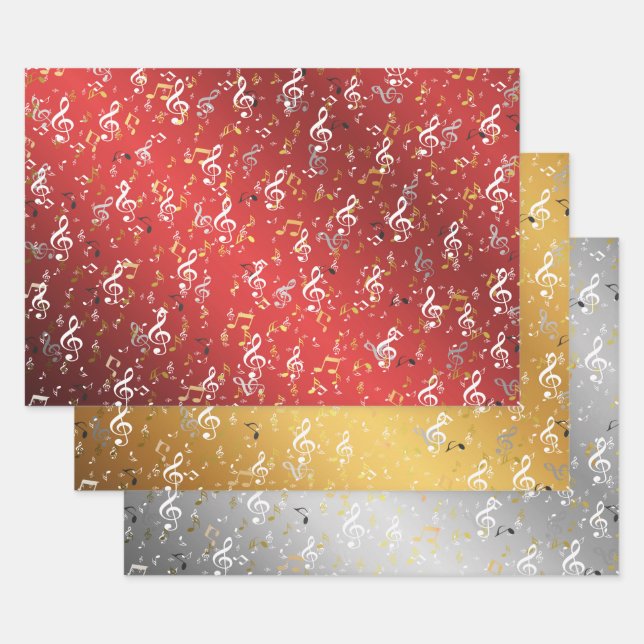 Noten, Musik, Musik, Melodie, Symbol, Ton, Design Geschenkpapier Set (Set)