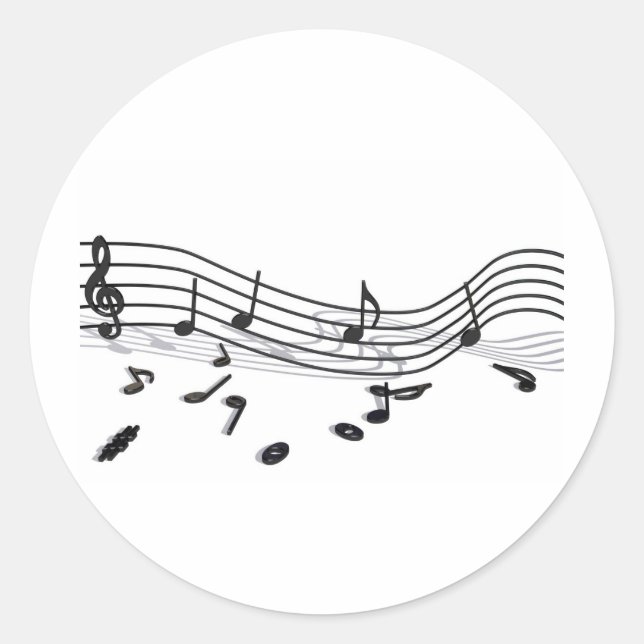 Noten, Musik Runder Aufkleber (Vorderseite)