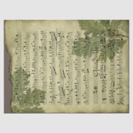 Noten und Blätter auf "Not Decoupage" Seidenpapier