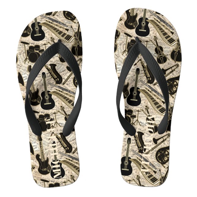 Noten und Instrumente Black/Gold ID481 Flip Flops (Fußbett)