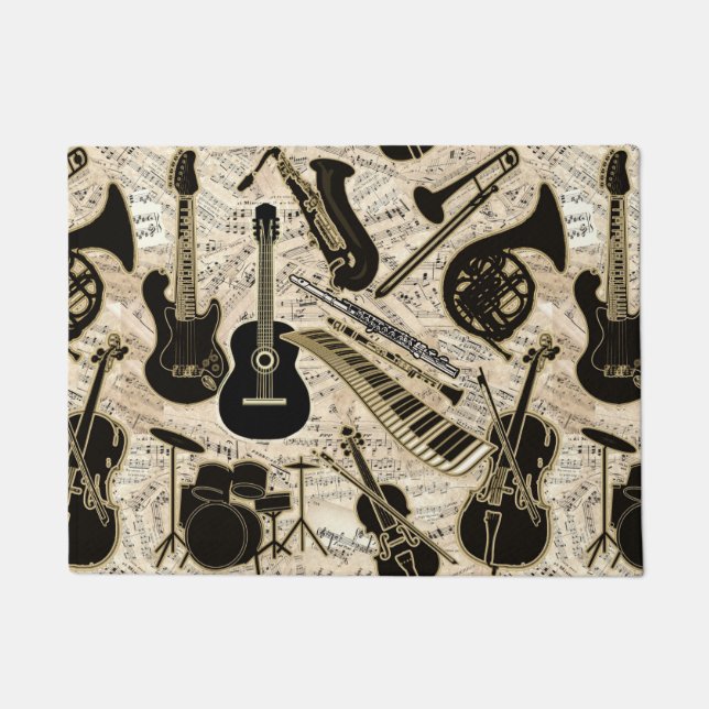 Noten und Instrumente Black/Gold ID481 Fußmatte (Vorderseite)