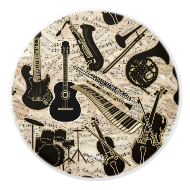 Noten und Instrumente Black/Gold ID481 Keramikknauf (Vorderseite)