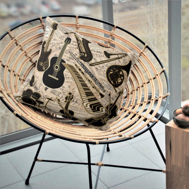 Noten und Instrumente Black/Gold ID481 Kissen (Von Creator hochgeladen)