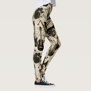 Noten und Instrumente Black/Gold ID481 Leggings