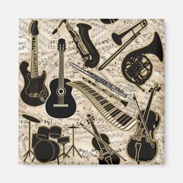 Noten und Instrumente Black/Gold ID481 Magnet (Vorne)