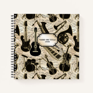 Noten und Instrumente Black/Gold ID481 Notizbuch