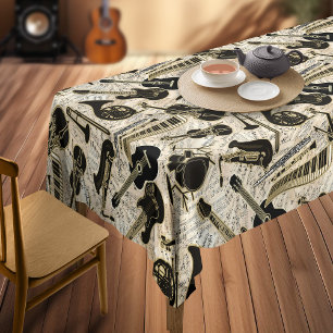 Noten und Instrumente Black/Gold ID481 Tischdecke