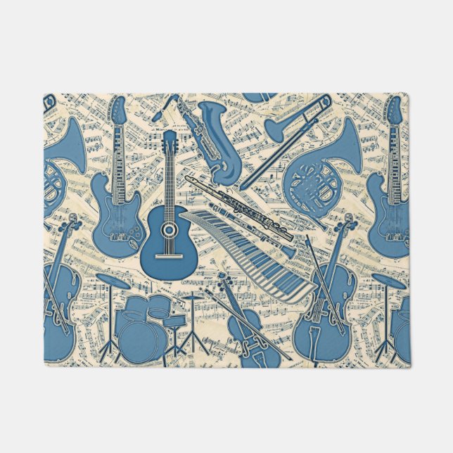 Noten und Instrumente Blue/Ivory ID481 Fußmatte (Vorderseite)