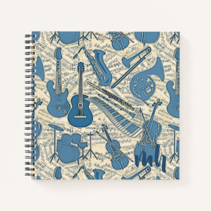 Noten und Instrumente Blue/Ivory ID481 Notizbuch