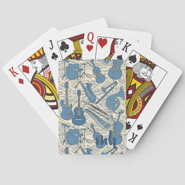 Noten und Instrumente Blue/Ivory ID481 Spielkarten (Rückseite)