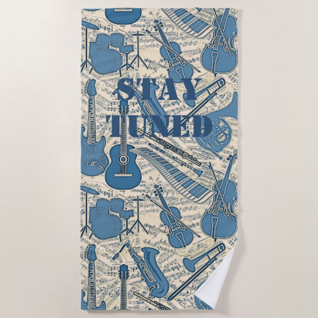 Noten und Instrumente Blue/Ivory ID481 Strandtuch (Vorderseite)