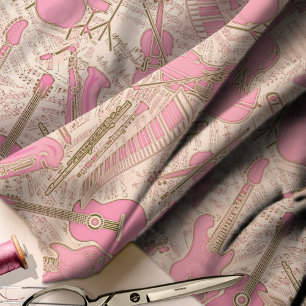 Noten und Instrumente Rosa/Elfenbeinküste ID481 Stoff